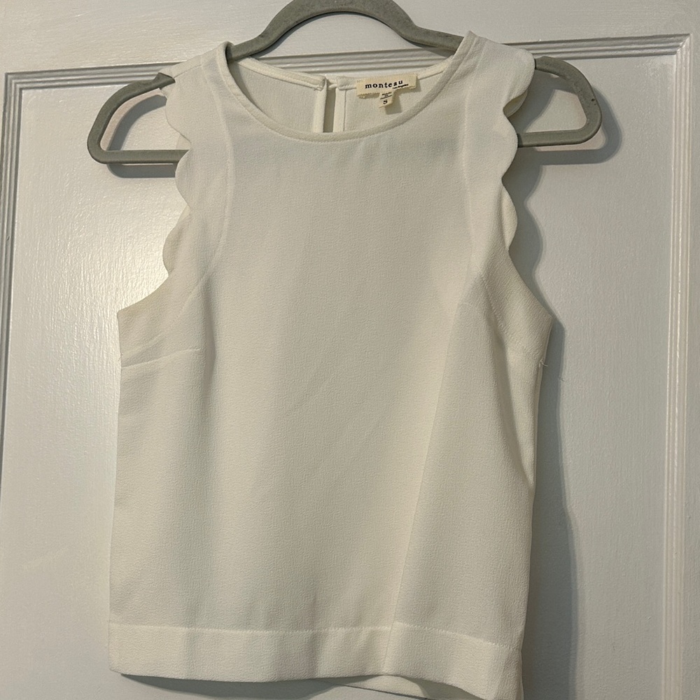 Monaco White Scalloped Blouse